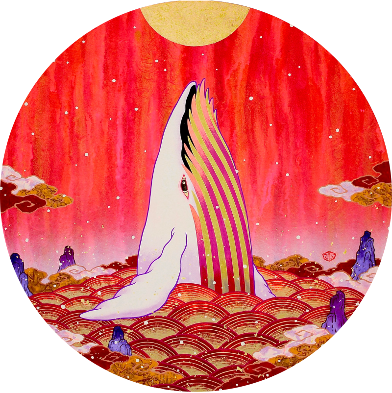 吉兆白鯨図～天紅～