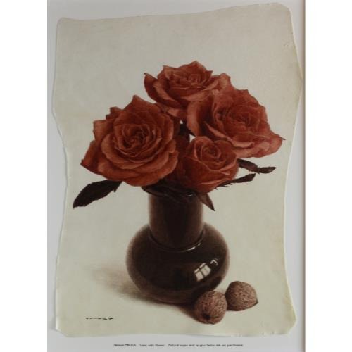 薔薇の花瓶　37.4×28.0羊皮