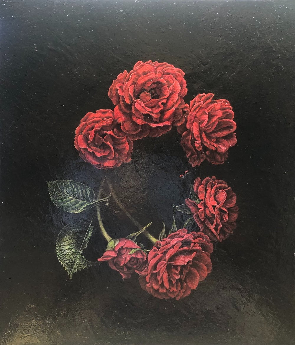天道虫と薔薇　10F　 油彩・テンペラ混合